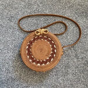 Elegant Brown Woven Crossbody Bag
